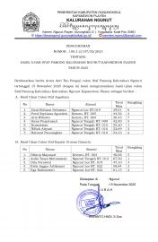 PENGUMUMAN HASIL UJIAN PENERIMAAN STAFF DANARTA DAN JAGABAYA KALURAHAN NGUNUT